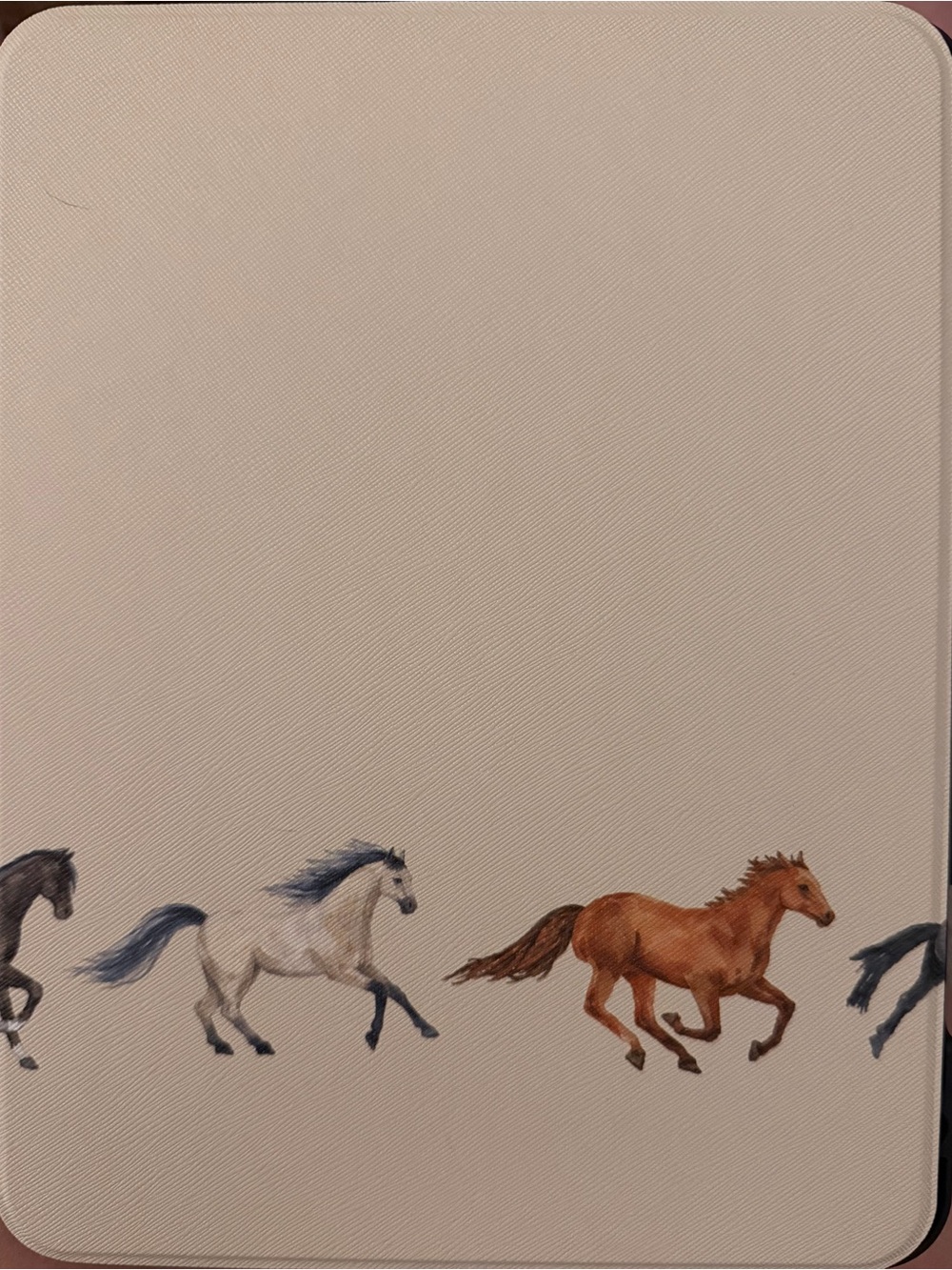 Cream Tablet Cover with Horse Parade Design